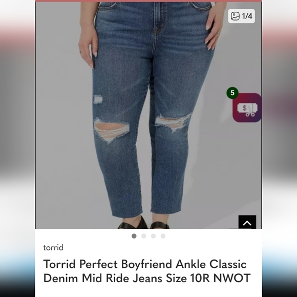 torrid Denim - Torrid Blue Boyfriend Ankle Classoc Denim, NWOT 10